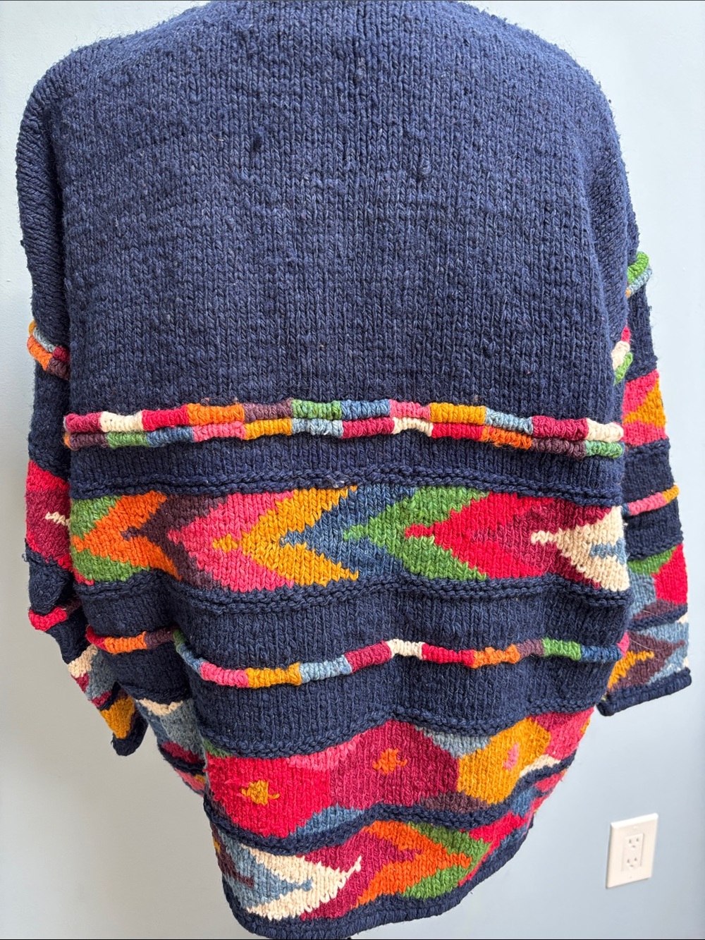 VTG Express Tricot HandKnit Wool Cardigan Sweater Chunky Colorful Geometric Boho - Picture 13 of 16
